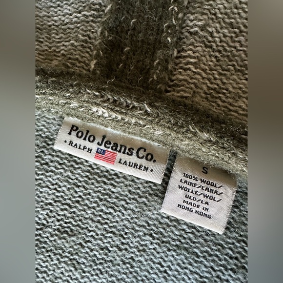 VTG Polo Jeans Co. Ralph Lauren Coat Small Wool Blend Hooded, Y2K, Olive Green - Picture 10 of 13